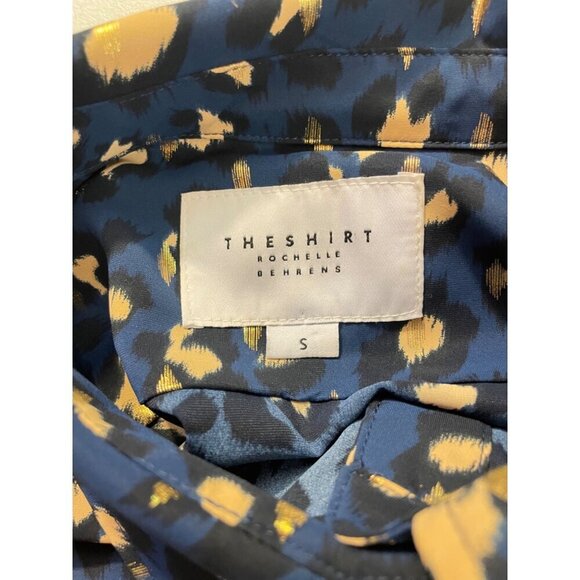 The Shirt Rochelle Behrens Blue Black Gold Metallic Chetah print Small - Picture 4 of 5